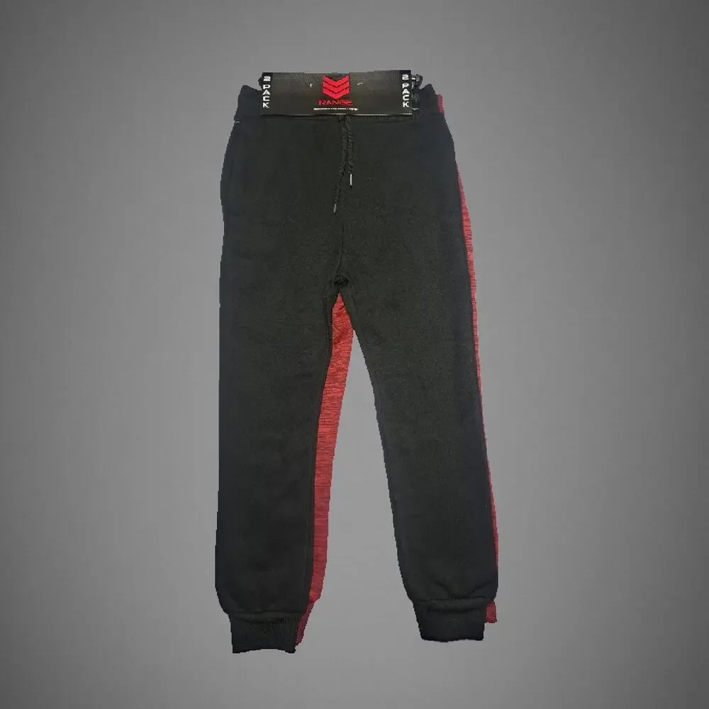 Boys 2-Pack Red & Black Athletic Performance Jogger Pants with Pockets Size 8
